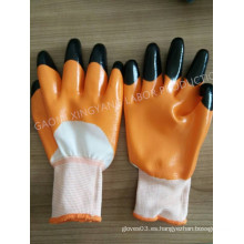 13G Poliéster Shell, naranja Nitrilo 3/4 recubierto, negro Nitrilo dedos reforzados guantes de trabajo de seguridad (N7010)